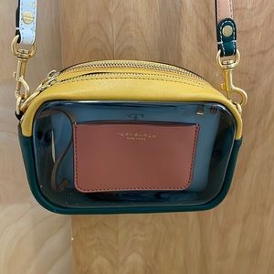 Tory Burch mini clear multicolored bag with change purse inside!